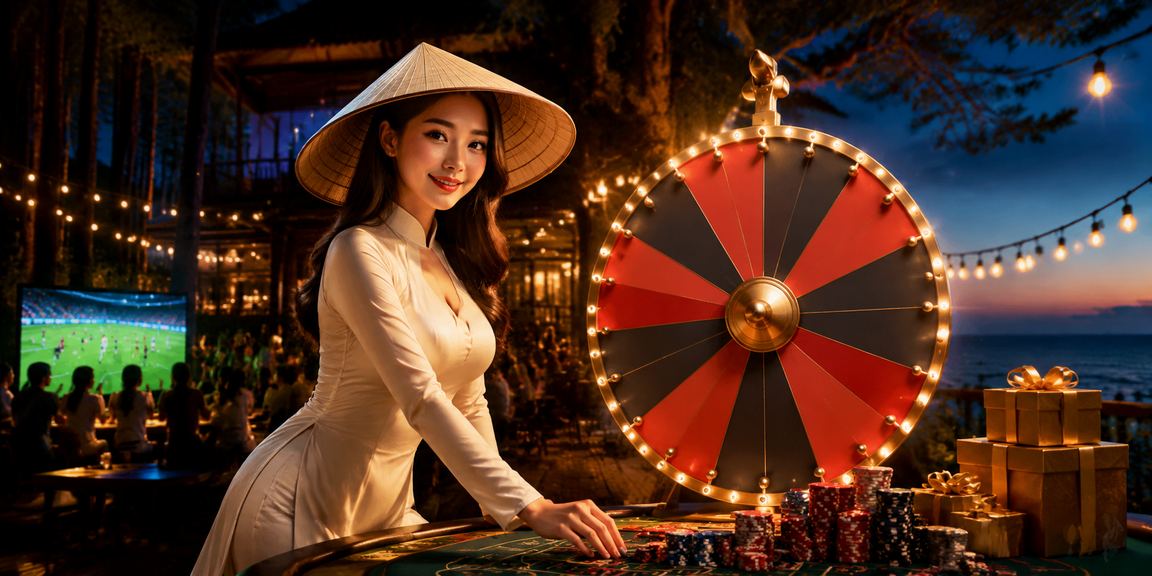 Người phụ nữ Việt Nam đội nón lá tham gia quay số may mắn tại Đà Lạt