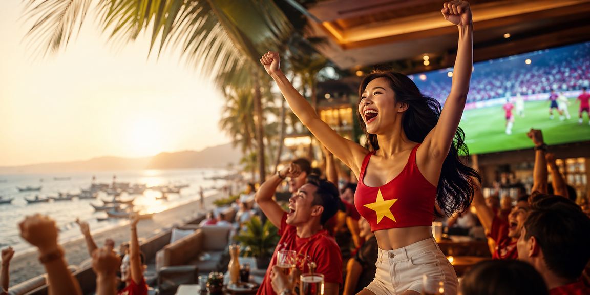 Khung cảnh bãi biển Mũi Né với người chơi thư giãn và trải nghiệm VIP
